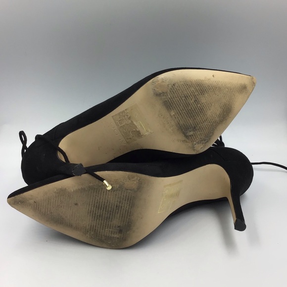 Aldo Kenneson Lace Up Ankle Black Stilletto Heels 8M Pumps Shoes pointed - Picture 7 of 7